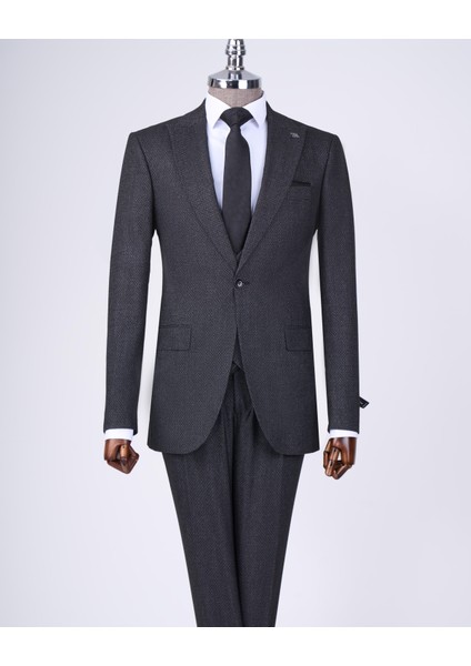İtalyan stil slim fit ceket yelek pantolon takım elbise antrasit T10326 indirimleri