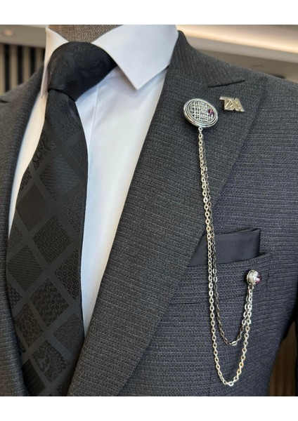 Italyan Stil Slim Fit Erkek Ceket Yelek Pantolon Takım Elbise Siyah T11028 modelleri