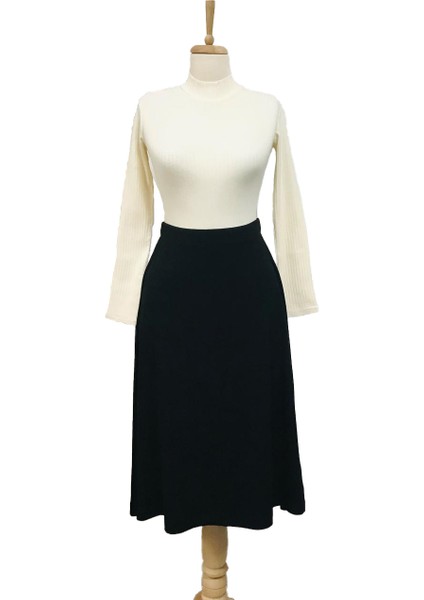 Siyah Midi Boy Beli Lastikli Etek fiyatları