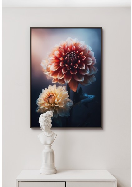 Metal Çerçeveli Gerçek Camlı Tablo - Dijital Baskı - Dahlia
