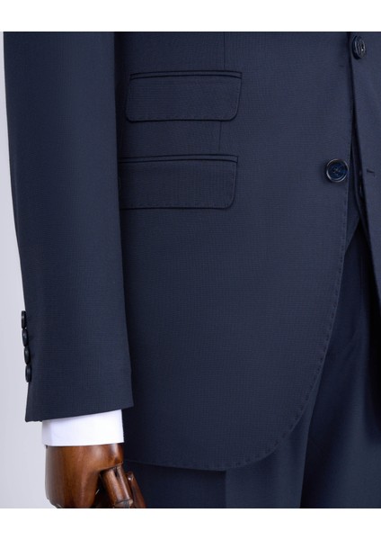 Italyan Stil Slim Fit Ceket Yelek Pantolon Takım Elbise Lacivert T11393 fırsatları
