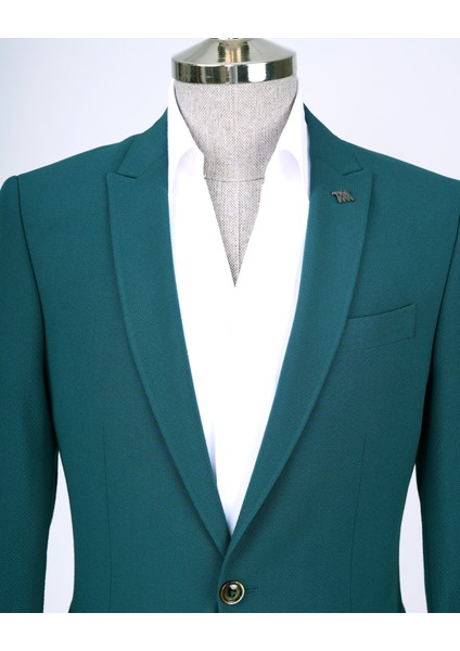 İtalyan Stil Slim Fit Ceket Pantolon Takım Elbise Yeşil T12514 fiyatları