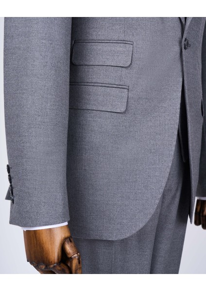 Italyan Stil Slim Fit Ceket Yelek Pantolon Takım Elbise Antrasit T11486 modelleri
