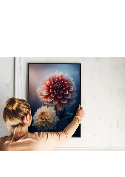 Metal Çerçeveli Gerçek Camlı Tablo - Dijital Baskı - Dahlia fırsatları