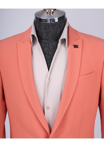İtalyan Stil Slim Fit Ceket Pantolon Takım Elbise Kiremit T12515 fiyatları