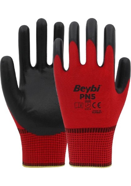 Nitril Poly Pn5 Kırmızı Siyah No:9 -1 Çift