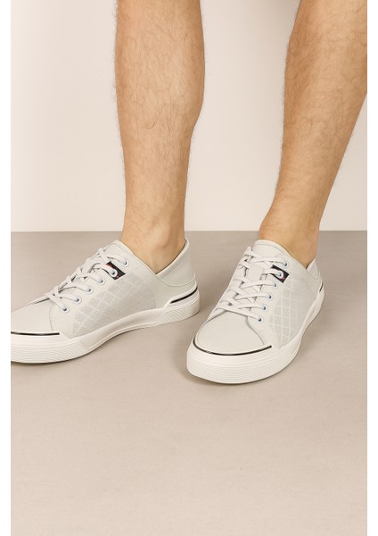 Milano Beyaz Deri Fileli Erkek Sneaker