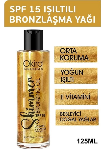 2 Adet SPF 50+ Güneş Kremi 2X100 ml Ve 1 Adet Okiro Shimmer Işıltılı Bronzlaşma Yağı 100 ml Set modelleri