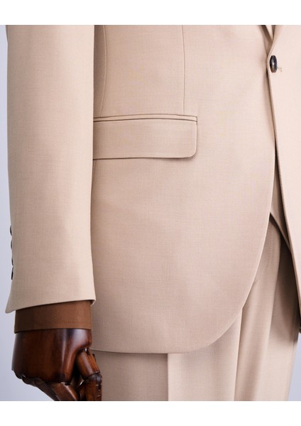 İtalyan Stil Slim Fit Erkek Ceket Yelek Pantolon Takım Elbise Camel T12995 fırsatları