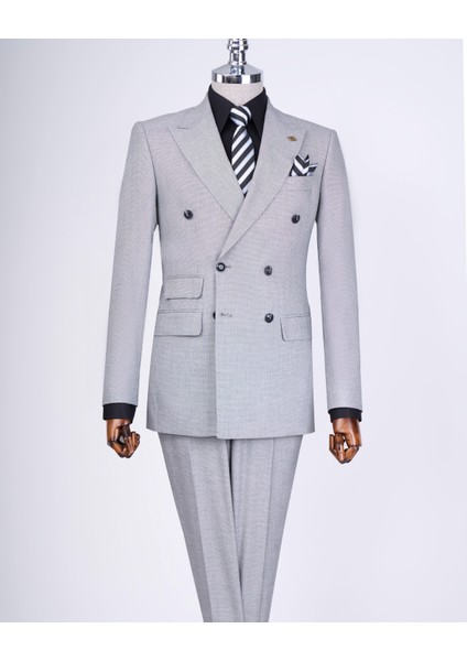 İtalyan Stil Slim Fit Erkek Kruvaze Ceket Pantolon Takım Elbise Siyah T12980 modelleri