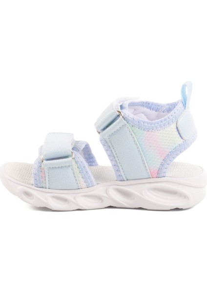 Mavi Cırtlı Işıklı Kız Bebek Sandalet 018129 B fiyatları