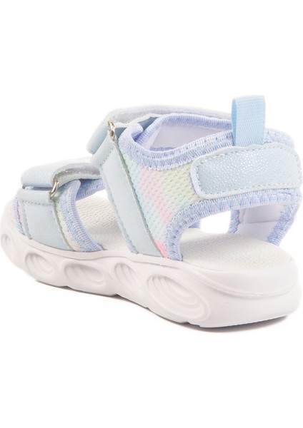 Mavi Cırtlı Işıklı Kız Bebek Sandalet 018129 B fırsatları