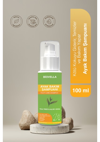Ayak Kokusu Giderici Çay Ağacı ve Doğal Özlü Köpüklü Ayak Bakım Şampuanı 100ML