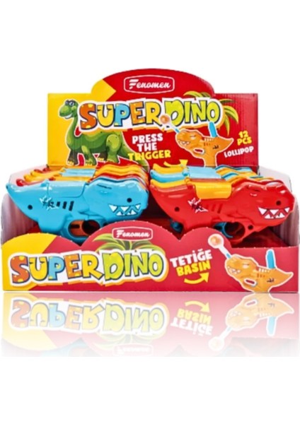 Süper Dino Dinozor Tabanca Şeker 12'li Paket