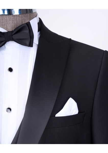 İtalyan Kesim Ceket Yelek Pantolon Siyah Damatlık Set T3458 modelleri