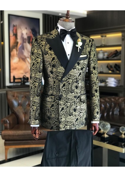 Italyan Kesim Erkek Ceket Pantolon Damatlık Set Siyah T7478 modelleri