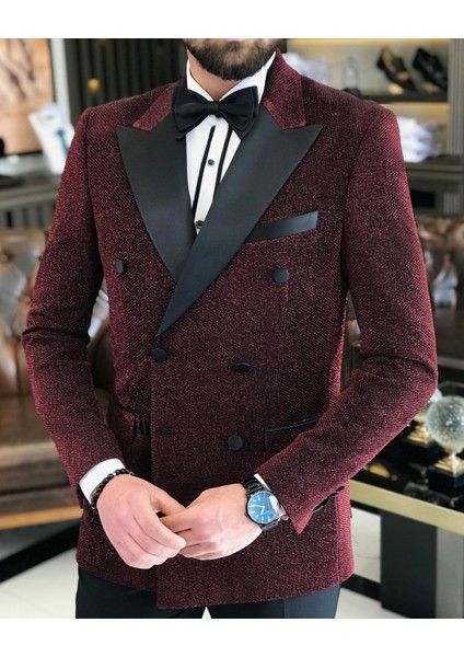 Italyan Kesim Erkek Ceket Pantolon Damatlık Set Bordo T7482 fiyatları