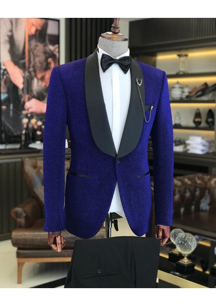 Italyan Kesim Erkek Ceket Pantolon Damatlık Set Saks T7494 modelleri