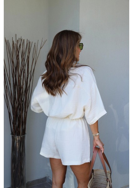 Natural Müslin Gömlek Şort Takım fırsatları