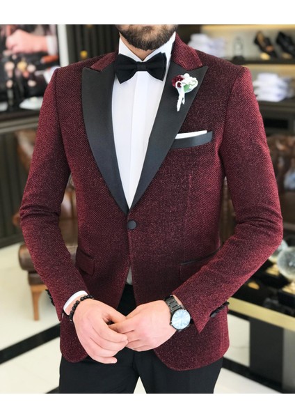Italyan Kesim Erkek Ceket Pantolon Damatlık Set Bordo T7497 fiyatları