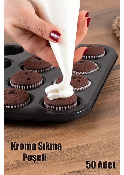 50’li Kullan At Krema Sıkma Torbası - Pasta, Kek, Krem Şanti Süsleme Poşeti, Hijyenik Set modelleri