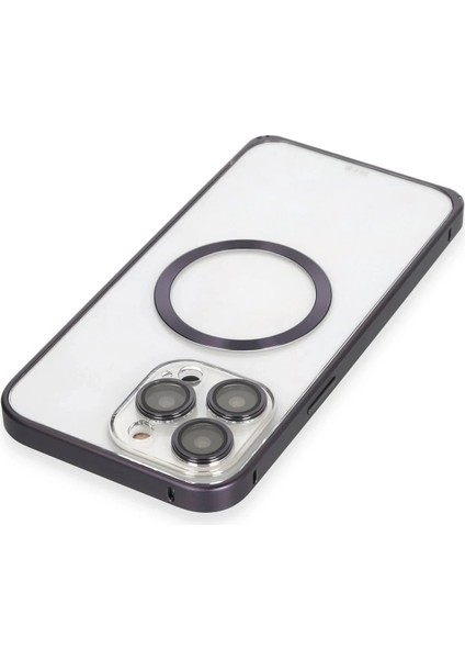 Joko iPhone 14 Pro Max Kılıf Metal Bumper Magneticsafe Kapak - Derin Mor modelleri