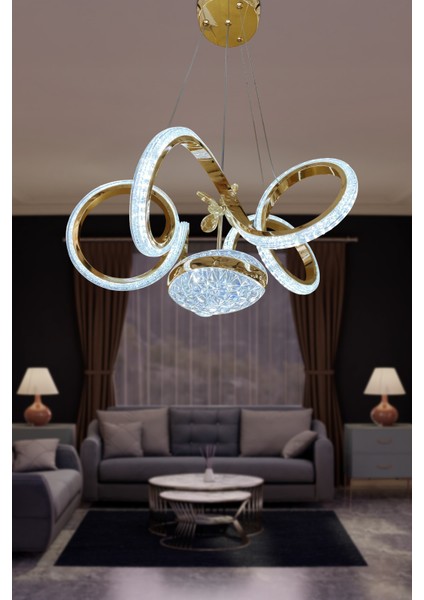 Kıvrım Eliza Tek Toplu Simli Slikonlu Modern Oturma LED Avizesi