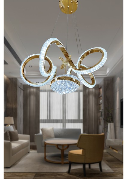 Kıvrım Eliza Tek Toplu Simli Slikonlu Modern Oturma LED Avizesi fırsatları