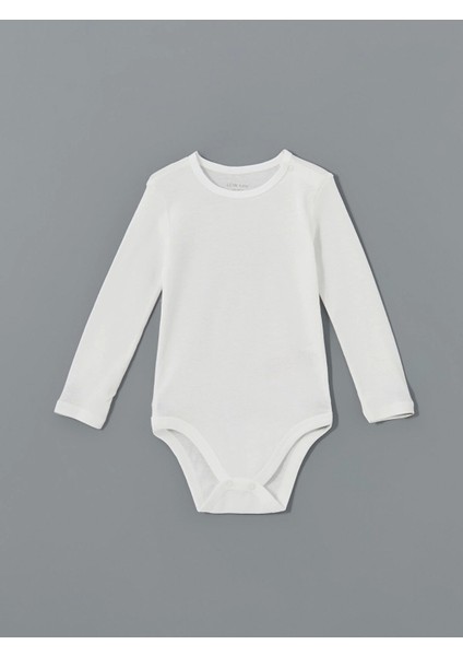 Lcw Baby Ekru Bisiklet Yaka Uzun Kollu Kız Bebek Çıtçıtlı Bodysuit 2'li modelleri
