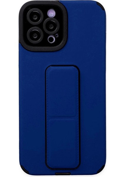 iPhone 12 Pro Max Kılıf Mega Standlı Silikon - Mavi