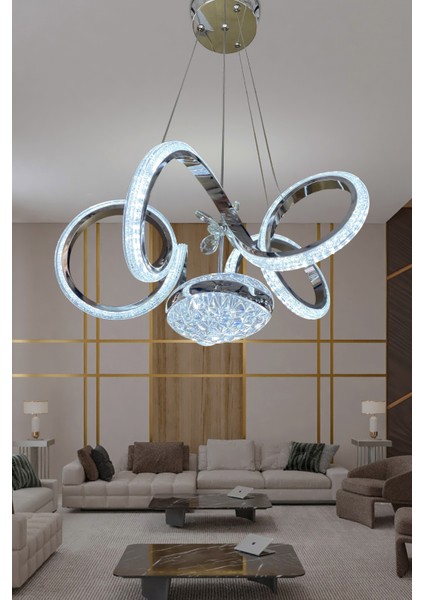 Kıvrım Eliza Tek Toplu Simli Slikonlu Modern Oturma LED Avizesi fiyatları