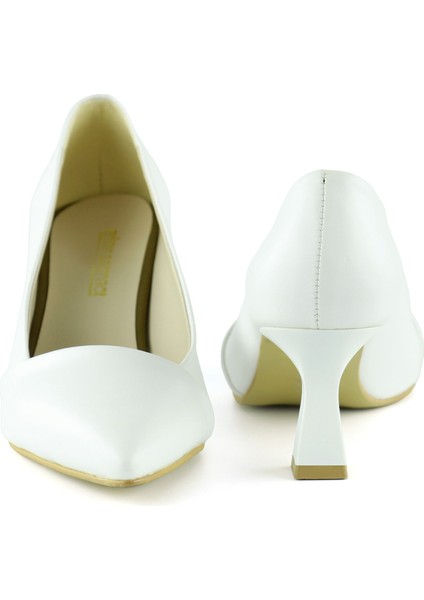 Laura Beyaz Zarif Gelinlik Sivri Burun Topuklu Ayakkabı fırsatları