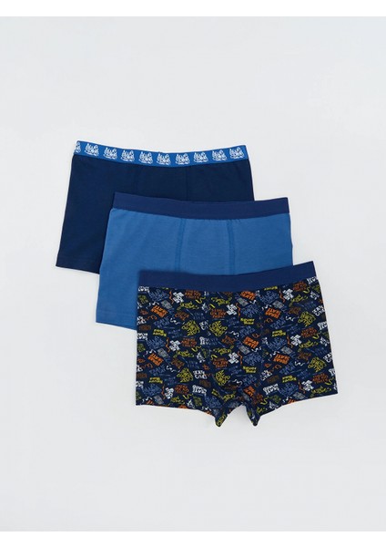 Lcw Kids Lacivert Baskılı Erkek Çocuk Boxer 3'lü