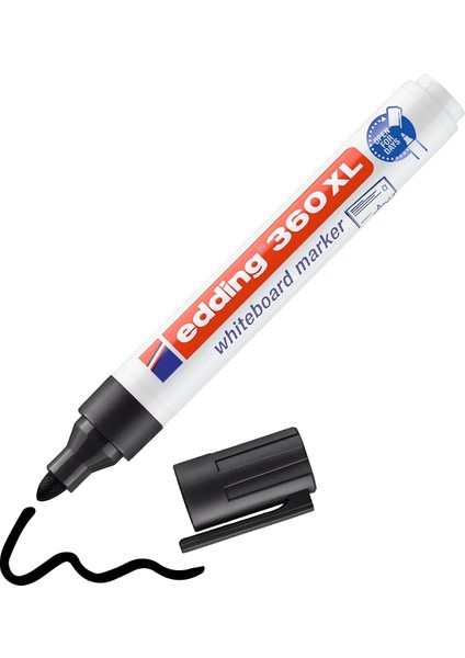 Edding 360 Xl Beyaz Yazı Tahtası Kalemi, Siyah, 3'lü Set, Yeniden Doldurulabilir modelleri
