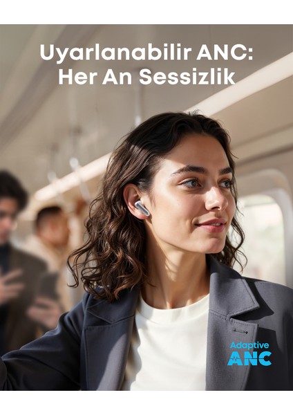 Soundcore P41i Dahili Powerbank Özellikli Kablosuz Kulaklık - (Dahili Usb-C Kablosu), 192 Saat Çalma Süresi - (Lightning Adaptörlü) - Beyaz modelleri