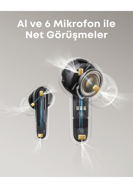 Soundcore P41i Dahili Powerbank Özellikli Kablosuz Kulaklık - (Dahili Usb-C Kablosu), 192 Saat Çalma Süresi - (Lightning Adaptörlü) - Beyaz