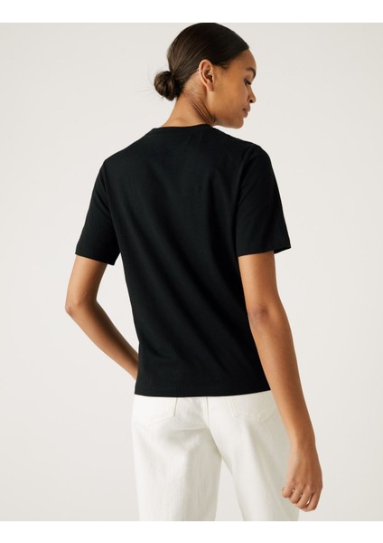 Saf Pamuklu Kısa Kollu T-Shirt indirimleri