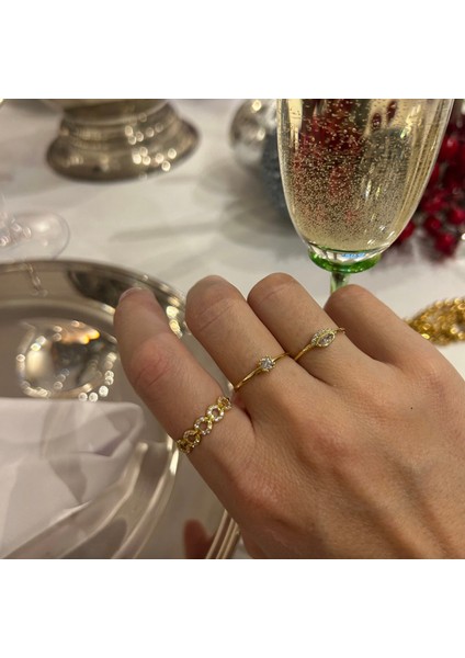 14 Ayar Altın Taşlı Yuvarlak Zincir Yüzük KRS049-14GRZ fiyatları