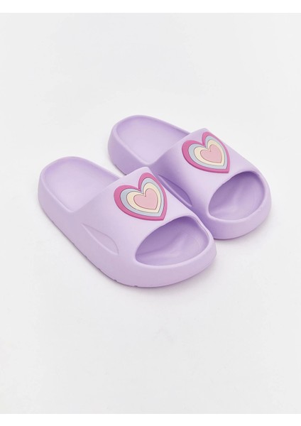 Lcw Steps Lila Kalp Baskılı Kız Çocuk Terlik
