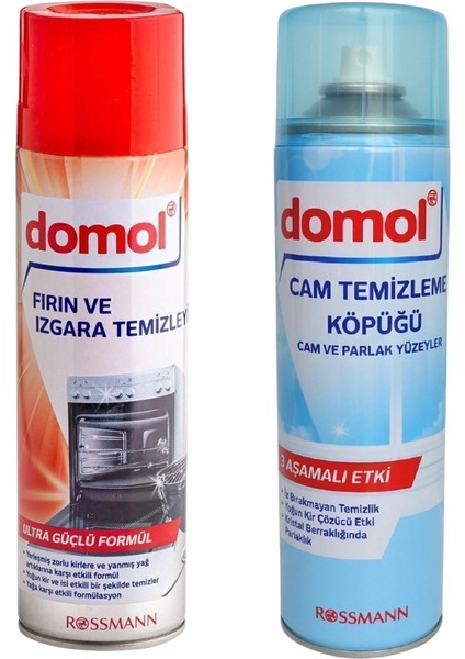 Fırın ve Izgara Temizleyici Köpük 500 ml + Cam Temizleme Köpüğü Cam ve Parlak Yüzeyler 500 ml