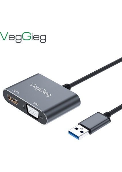 Usb-A To 4K 30Hz HDMI ve 1080P 60Hz VGA Görüntü Çevirici Kablo
