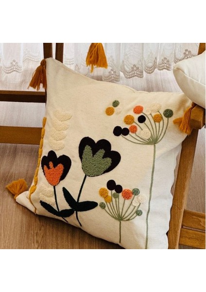 2’li Dikdörtgen Punch Işlemeli Premium Nakışlı Dal Çiçek Temalı Dekoratif Kırlent Kılıfı modelleri