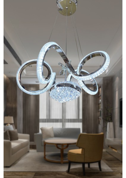 Kıvrım Eliza Tek Toplu Simli Slikonlu Modern Oturma LED Avizesi