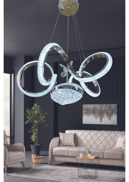 Kıvrım Eliza Tek Toplu Simli Slikonlu Modern Oturma LED Avizesi modelleri