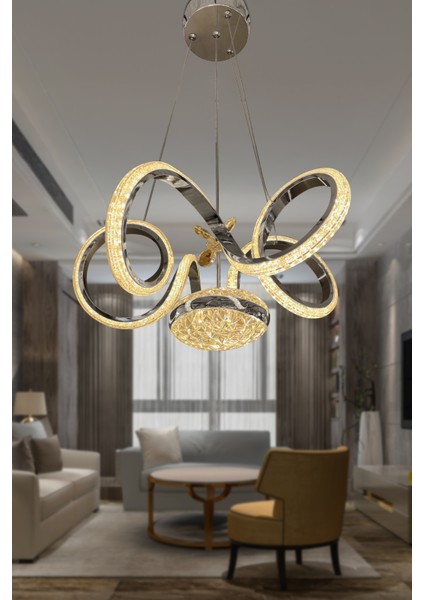 Kıvrım Eliza Tek Toplu Simli Slikonlu Modern Oturma LED Avizesi