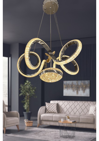 Kıvrım Eliza Tek Toplu Simli Slikonlu Modern Oturma LED Avizesi