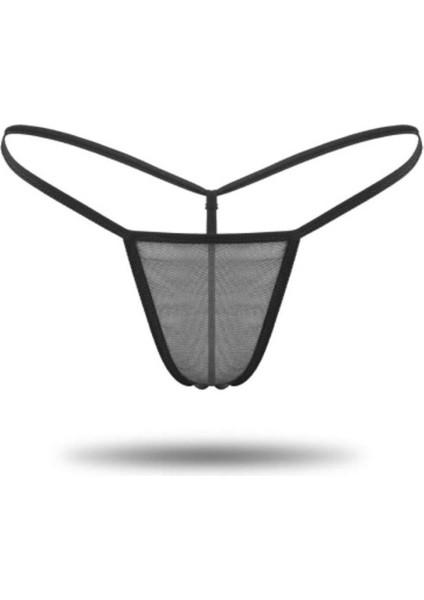 Siyah Tül Transparan String Tanga Iç Giyim