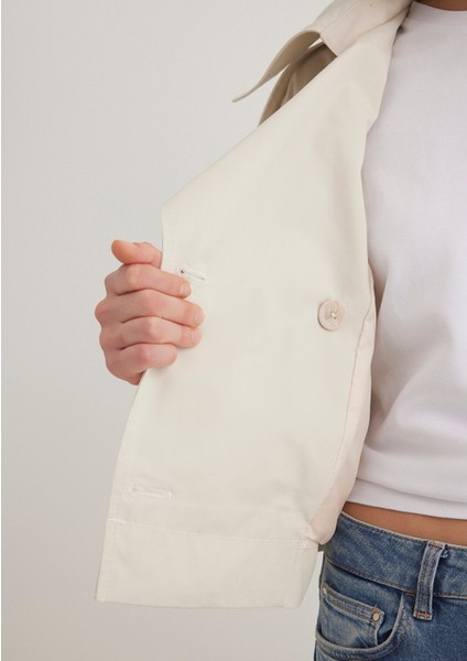 Bej Crop Trençkot 1110376-70134