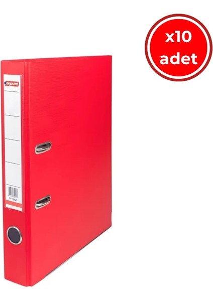 Klasör, 10 Adet, 2 Halkalı, 350 Sayfa Kapasiteli, Kırmızı