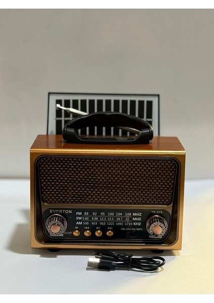 Everton RT-675 Solar Enerjili Nostajık Radyo Müzik Çalar